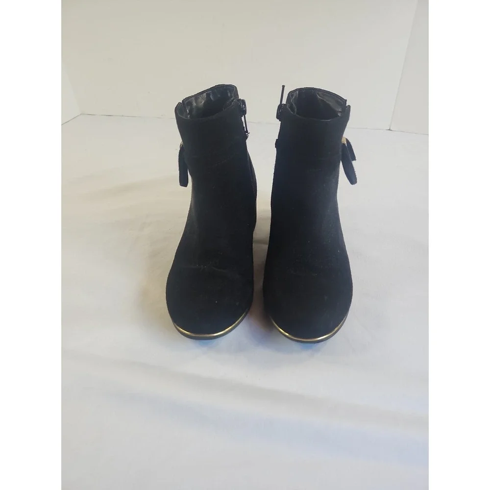 Place Kids Suede‎ Dress Boots Zipper Black With Gold Trim Size 1